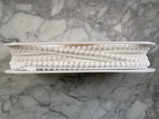 White Pom Pom Trim - 5mm (Sold by the Metre)