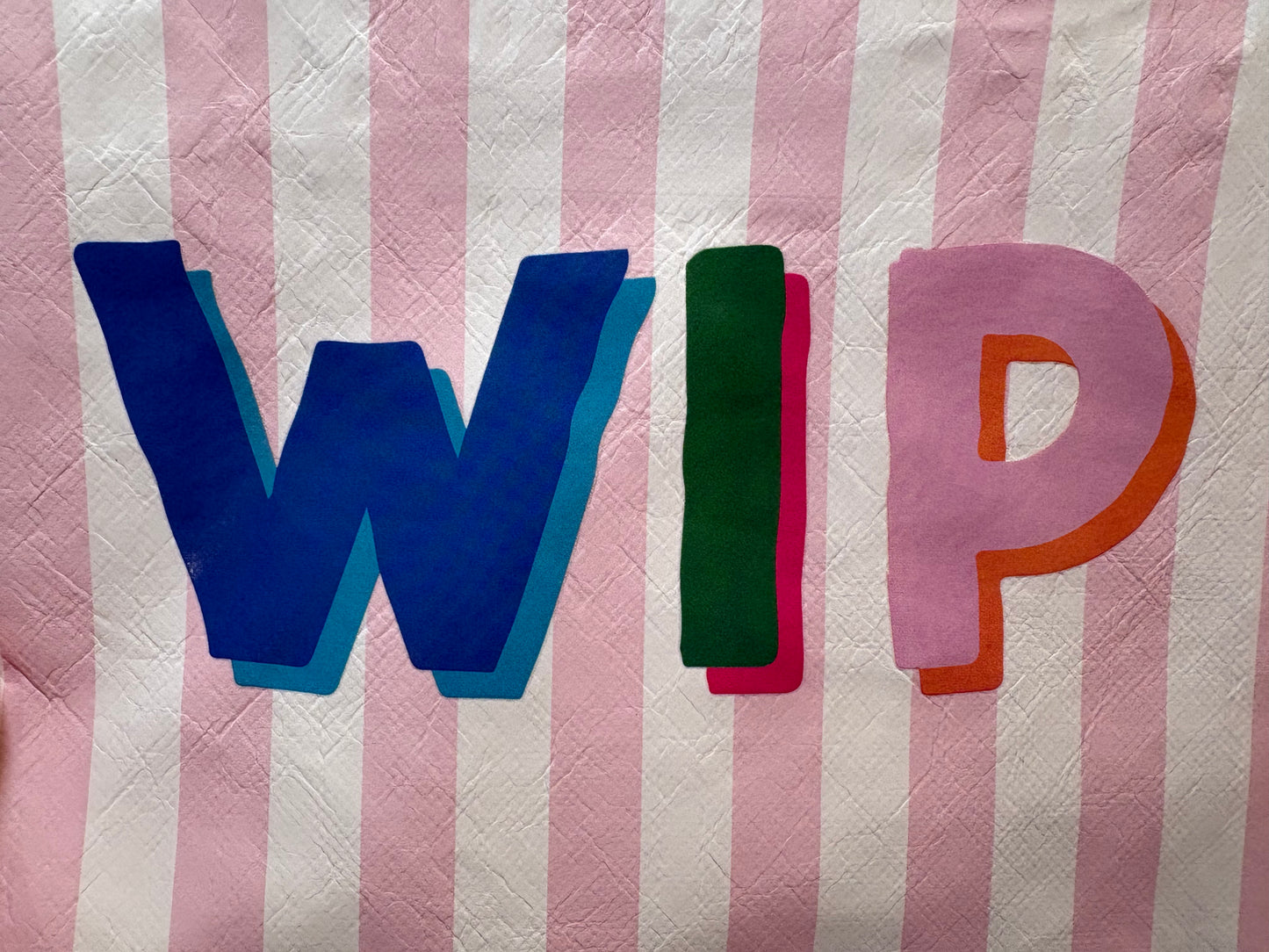WIP Pink Striped Project Bag
