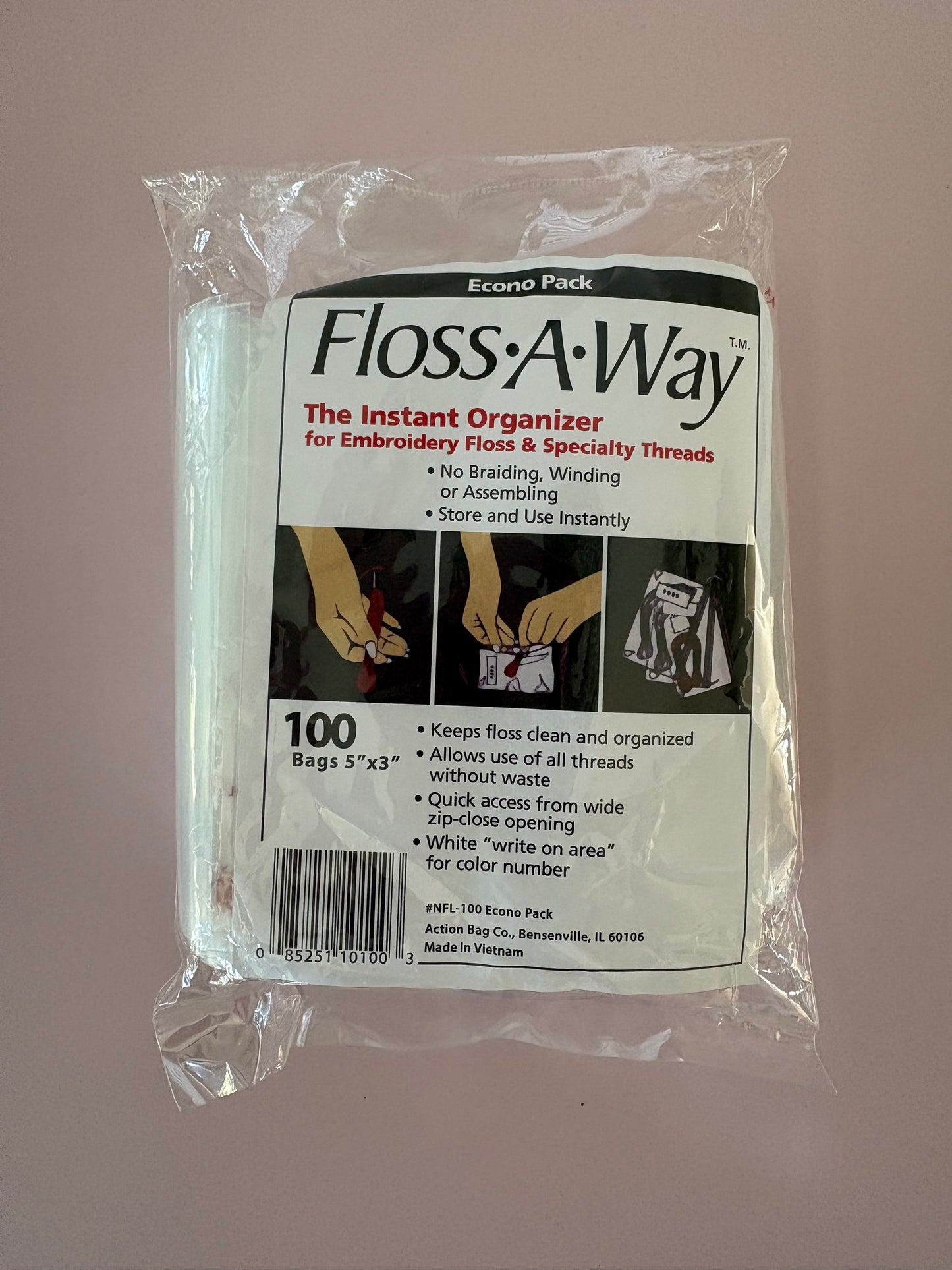 Floss-A-Way 100 Pack Embroidery Thread Storage Bags
