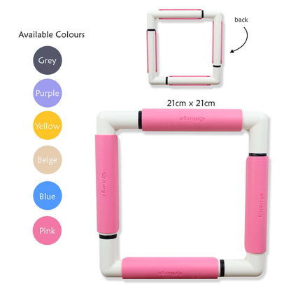 Pink and white embroidery snap frame with color options 