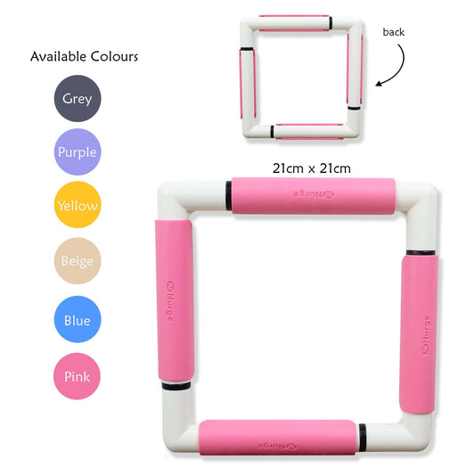 Pink and white embroidery snap frame with color options 