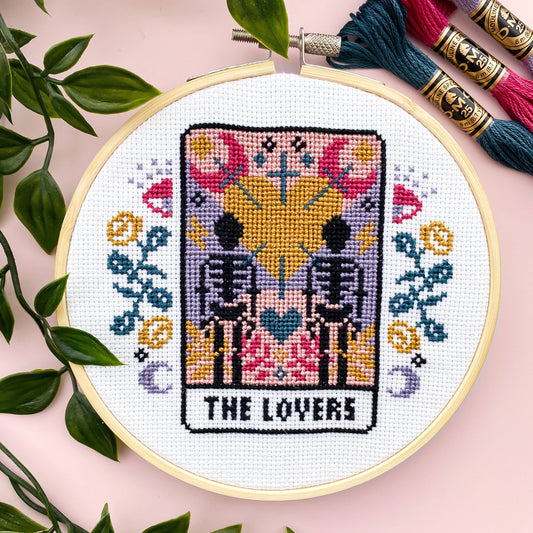 The Lovers Tarot Card Cross Stitch Kit by Innocent Bones