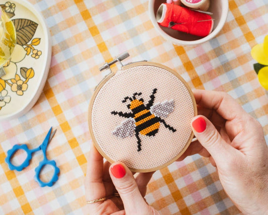 Beginner Bumble Bee Cross Stitch Kit by Cotton Clara
