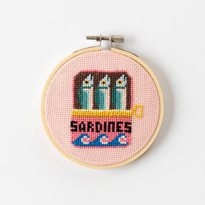 Sardines Beginner Cross Stitch Kit by Cotton Clara
