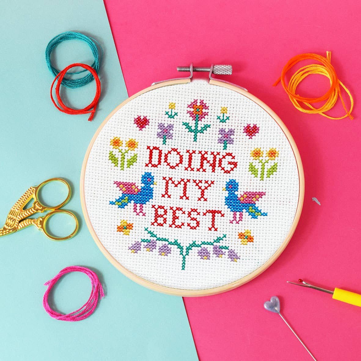 Doing my Best Cross Stitch Kit by The Make Arcade