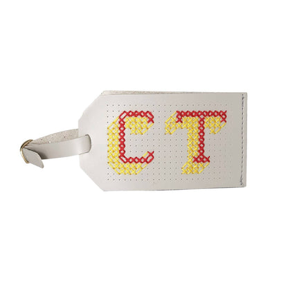 DIY Cross Stitch Luggage Tag - Grey