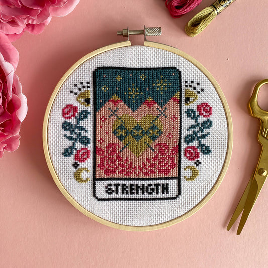 Strength Tarot Card Cross Stitch Kit by Innocent Bones