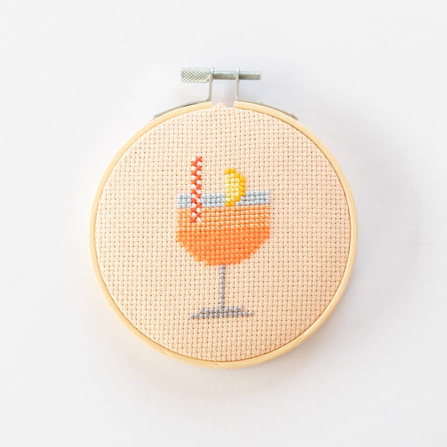 Aperol Cocktail Beginner Cross Stitch Kit by Cotton Clara