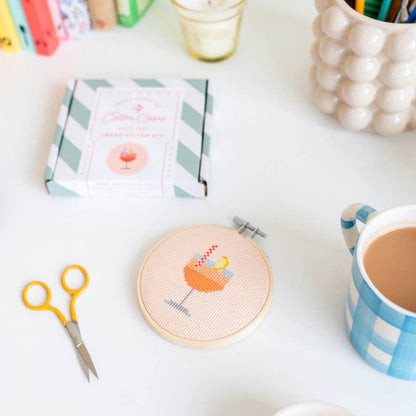 Aperol Cocktail Beginner Cross Stitch Kit by Cotton Clara