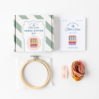 Sardines Beginner Cross Stitch Kit by Cotton Clara