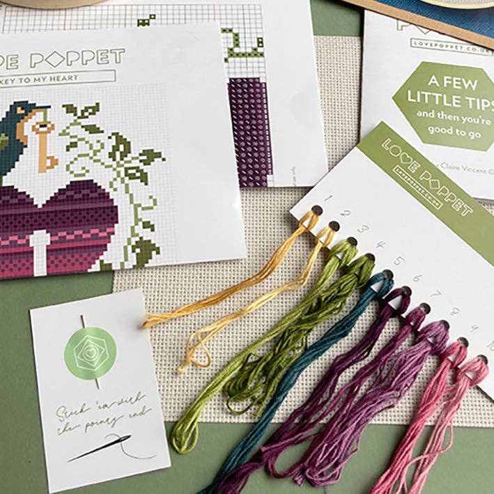 Key To My Heart Cross Stitch Kit by Love Poppet