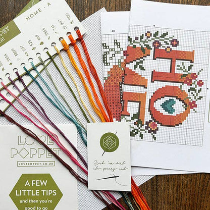 Home - A Four Letter Floral Cross Stitch Kit by Love Poppet