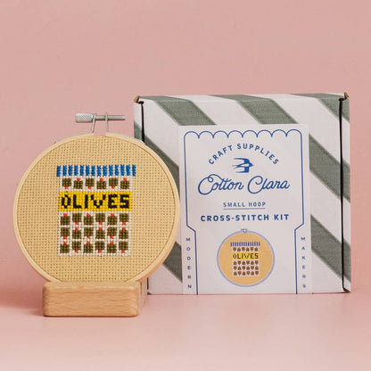 Olives Beginner Cross Stitch Kit by Cotton Clara