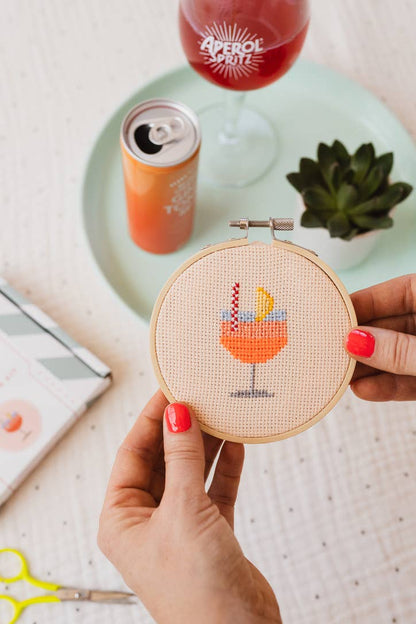Aperol Cocktail Beginner Cross Stitch Kit by Cotton Clara