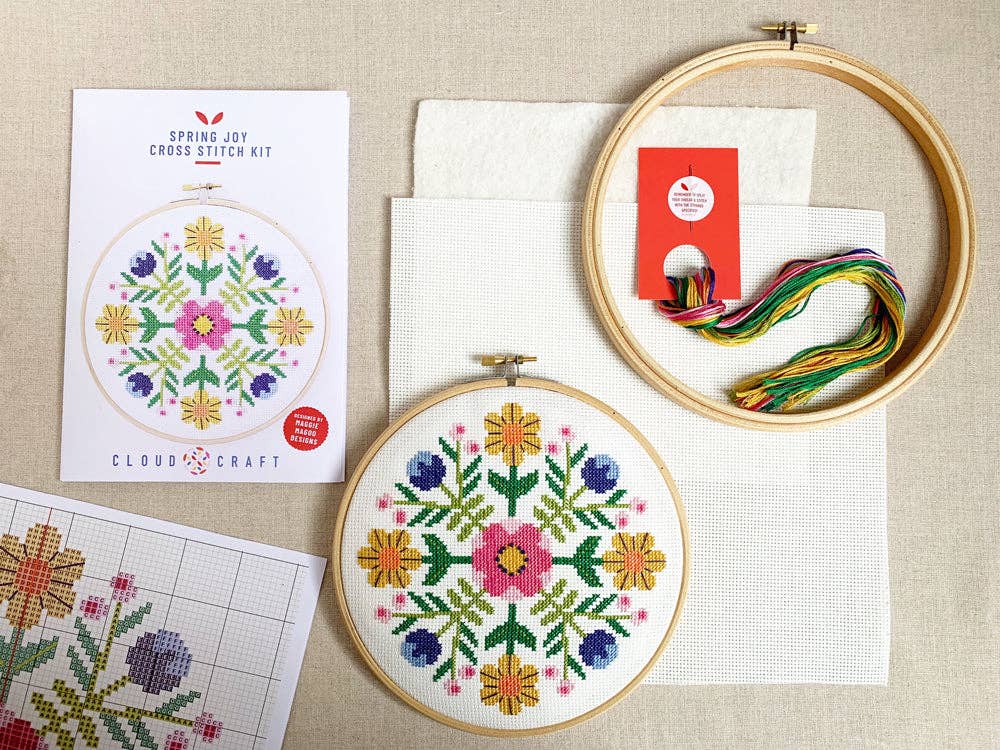 Spring Joy Modern Folk Cross Stitch Kit
