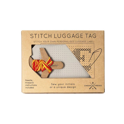 DIY Cross Stitch Luggage Tag - Grey