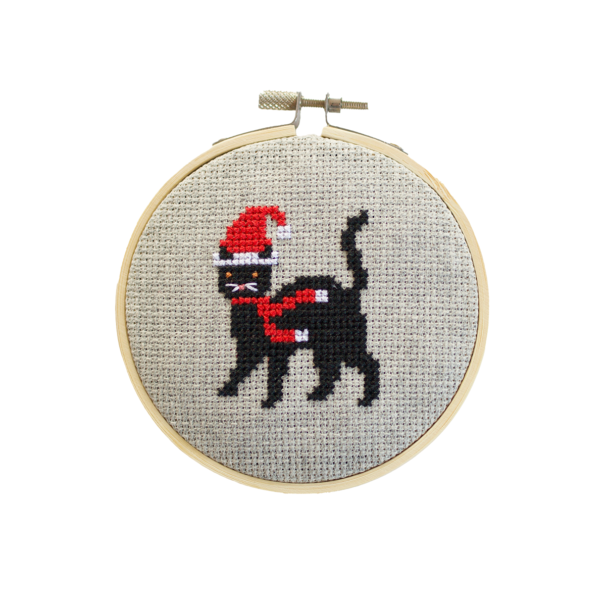 Christmas Cat Beginner Cross Stitch Kit by Cotton Clara