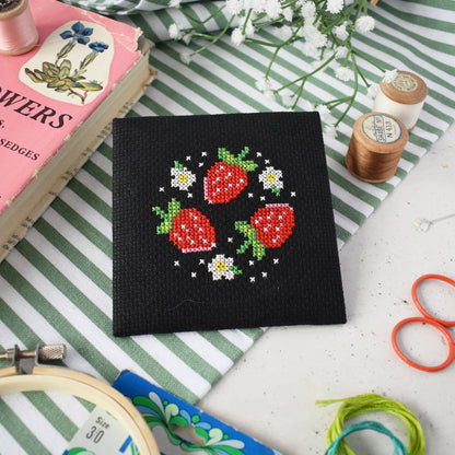 Strawberry Patch Mini Cross Stitch Kit by The Make Arcade