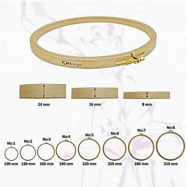 Nurge 16mm Beech Screwed Embroidery Hoops