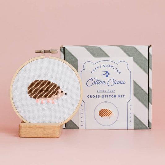 Hedgehog Beginner Cross Stitch Kit by Cotton Clara