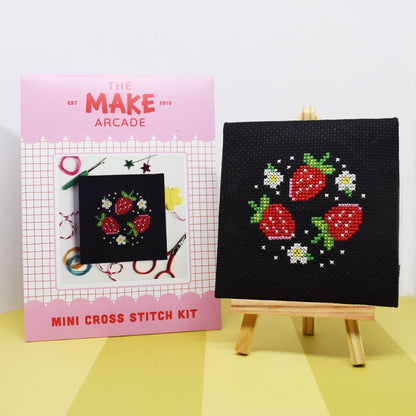 Strawberry Patch Mini Cross Stitch Kit by The Make Arcade