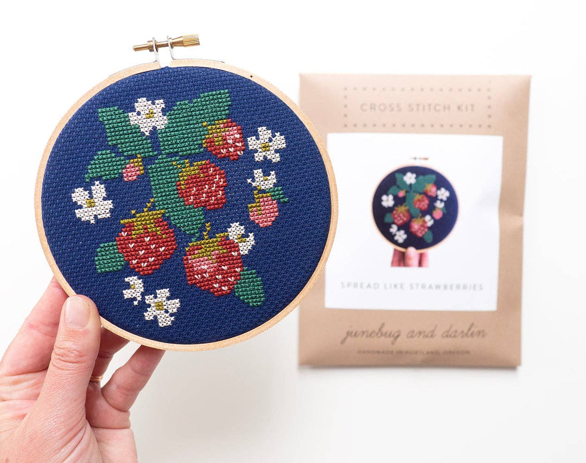 Spread Like Strawberries Cross Stitch Kit by Junebug and Darlin