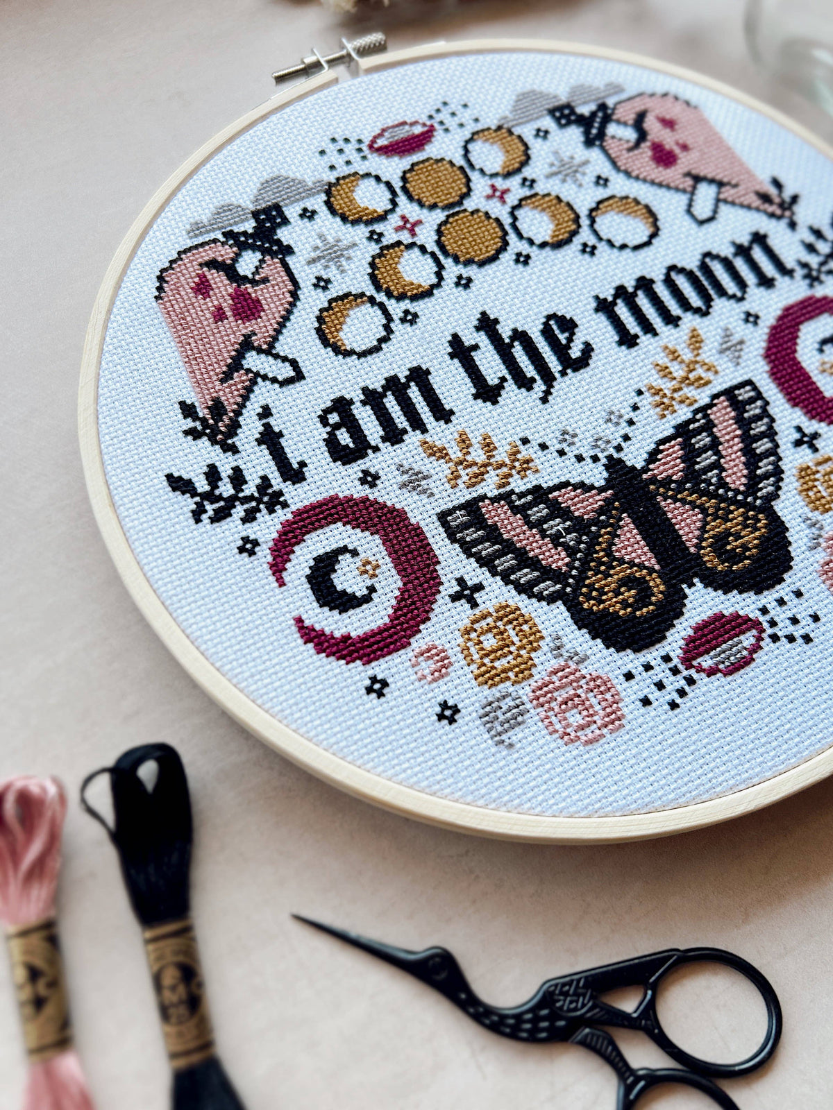I Am The Moon Cross Stitch Kit by Innocent Bones
