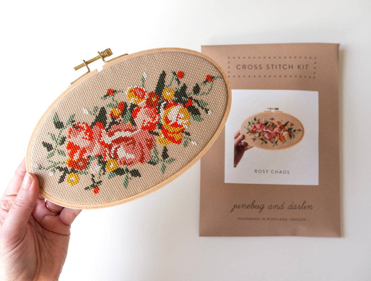 Rosy Chaos Cross Stitch Kit by Junbug and Darlin