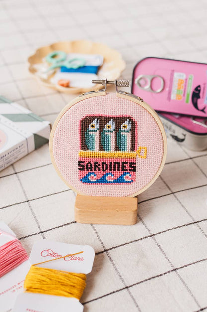 Sardines Beginner Cross Stitch Kit by Cotton Clara