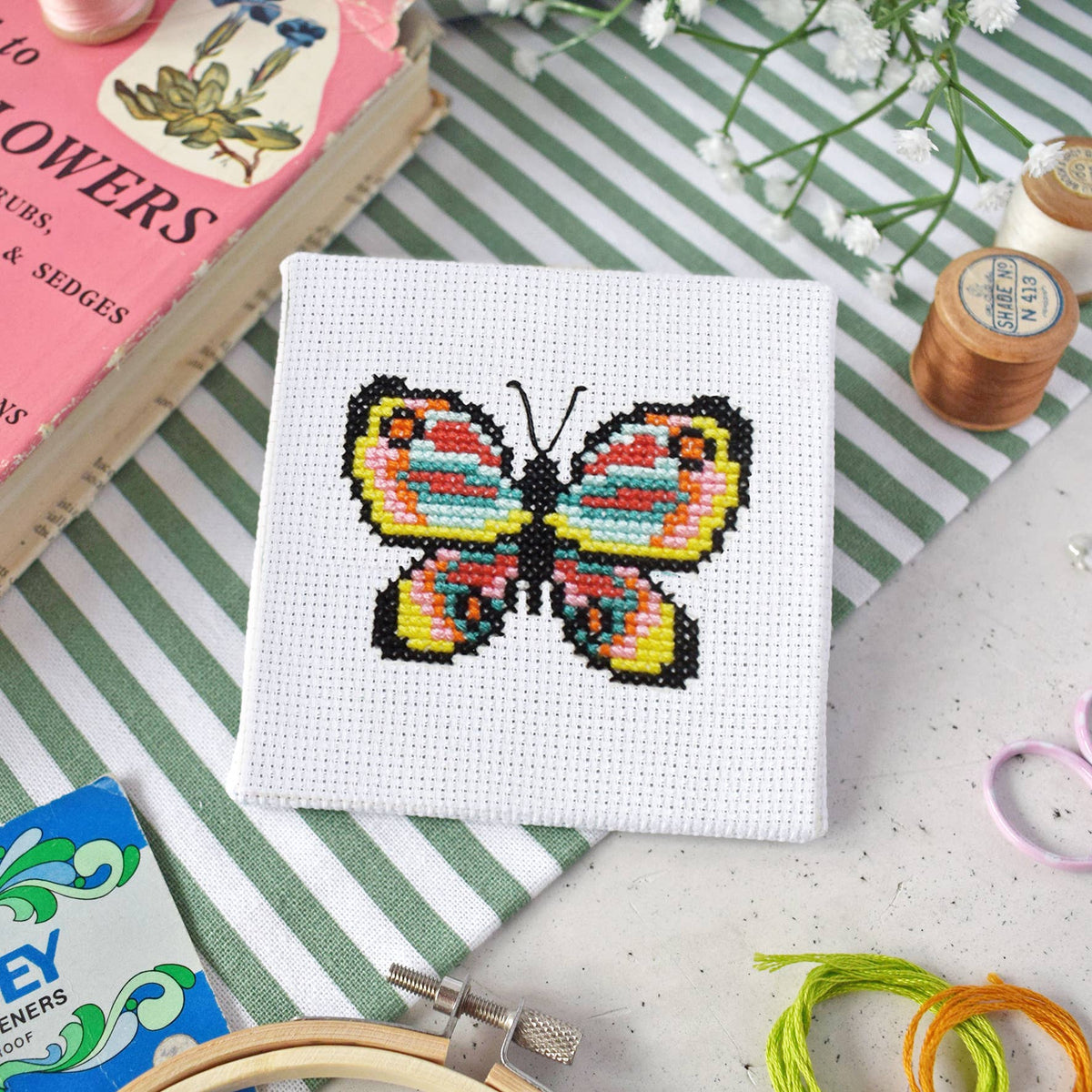 Butterfly Mini Cross Stitch Kit by The Make Arcade