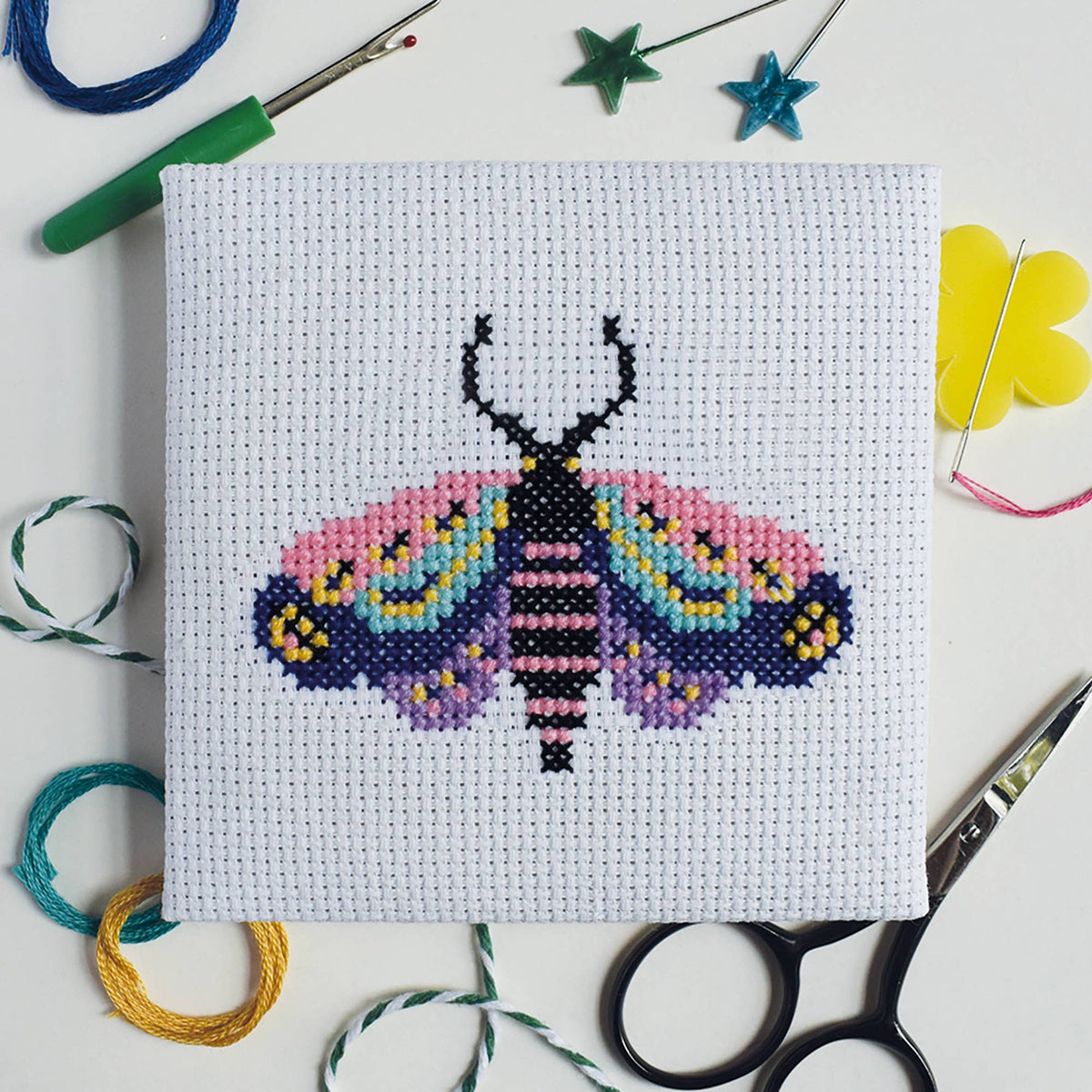 Moth Mini Cross Stitch Kit by The Make Arcade